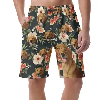 Black Hawaiian Shorts With Dog Face