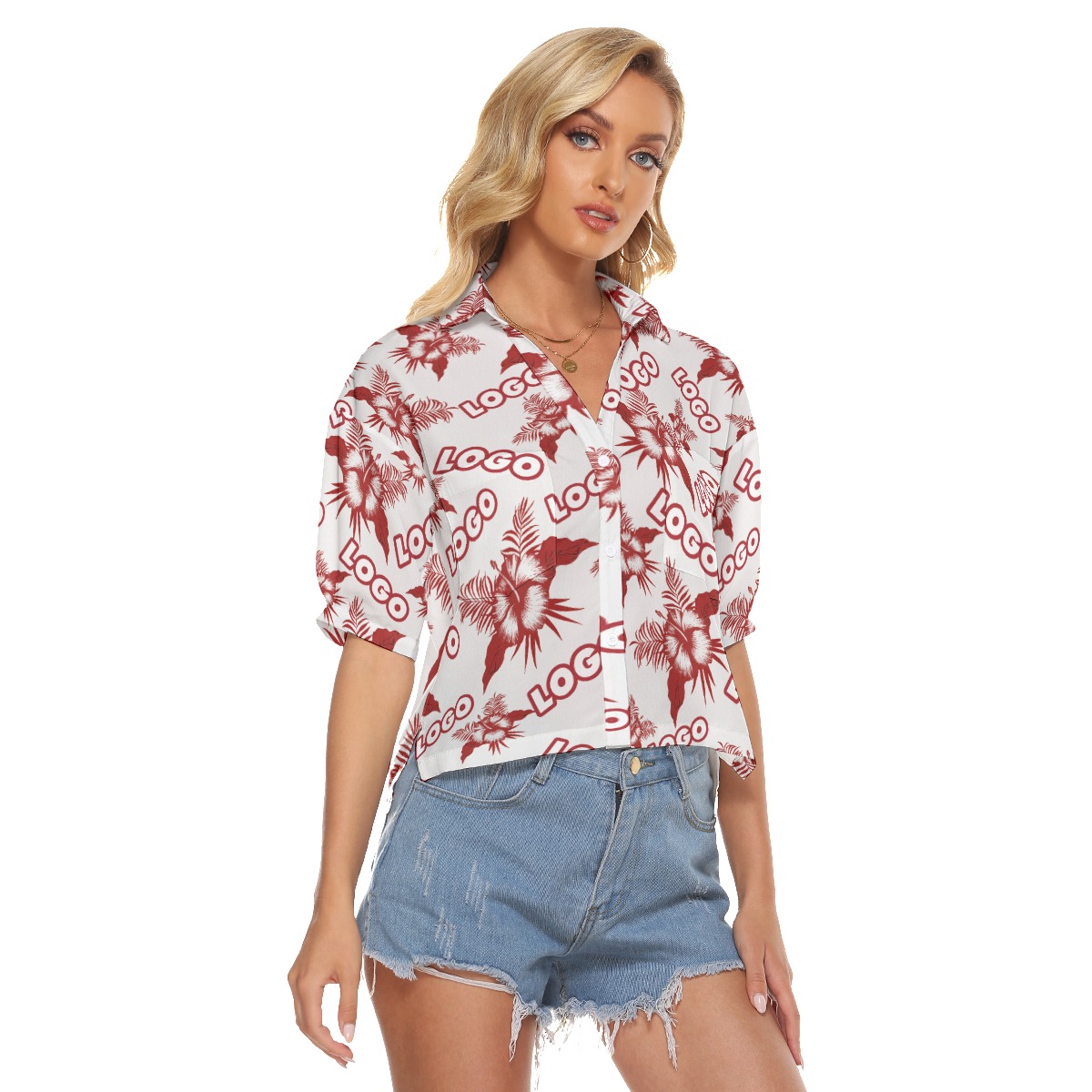 Women's Hawaiian Cropped Top With Custom Logo