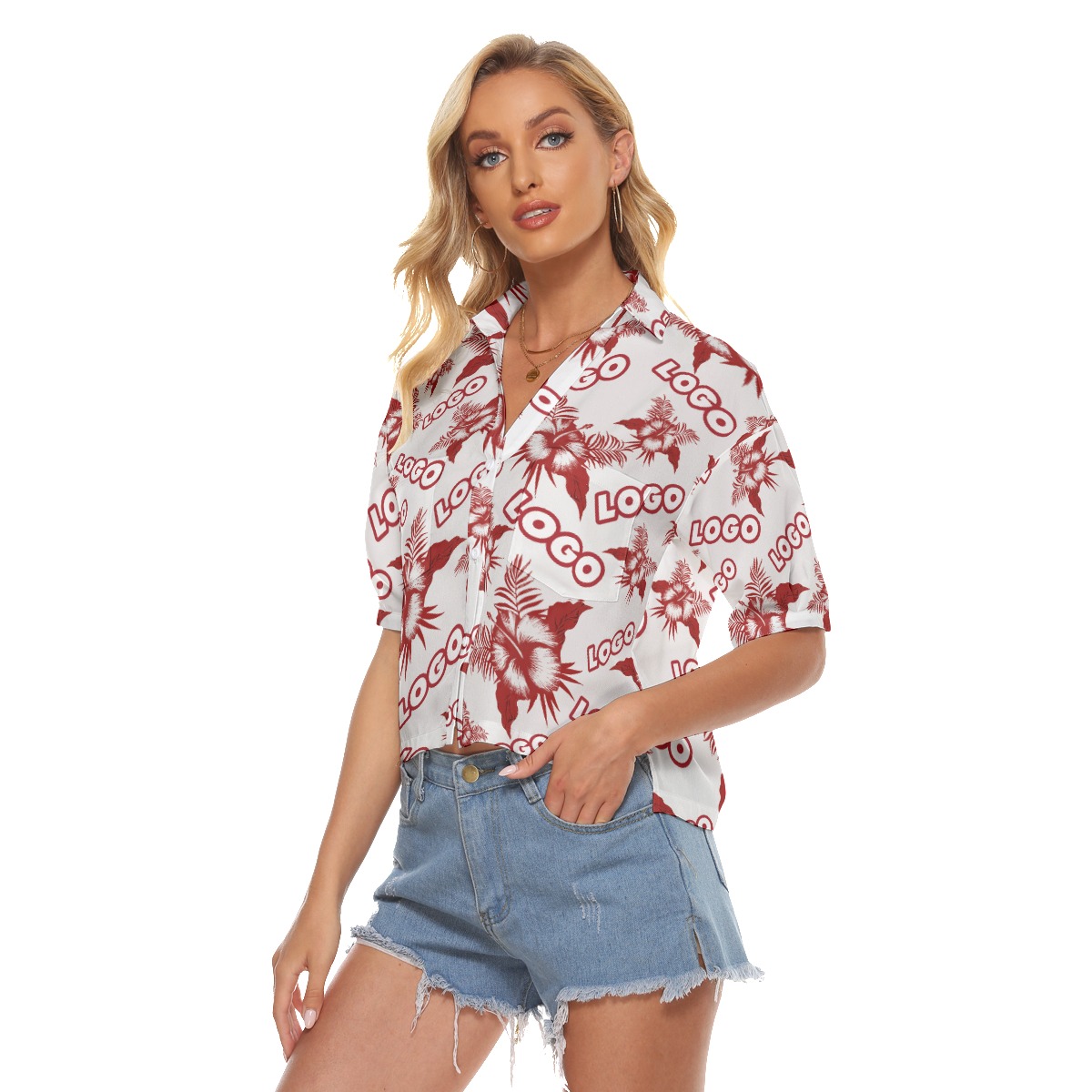 Women's Hawaiian Cropped Top With Custom Logo