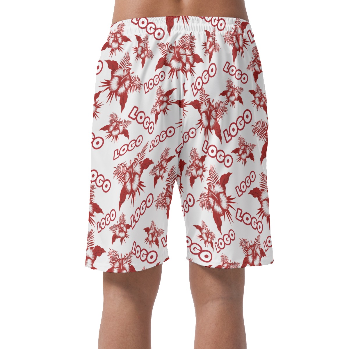 Floral Hawaiian Shorts With Logo