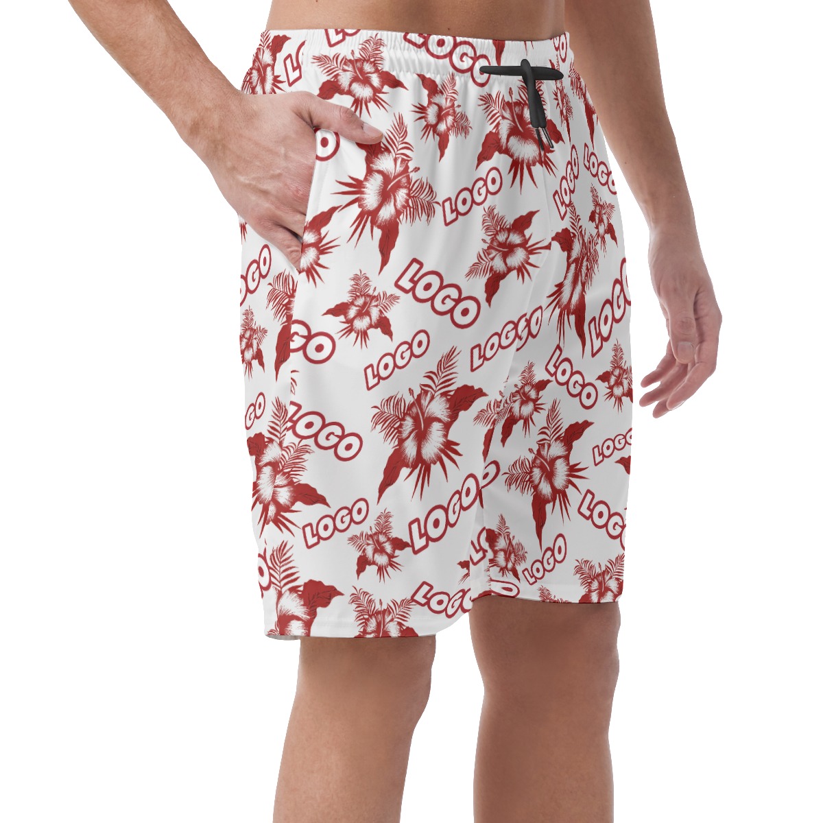Floral Hawaiian Shorts With Logo