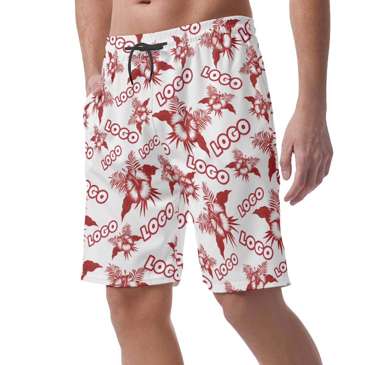 Floral Hawaiian Shorts With Logo