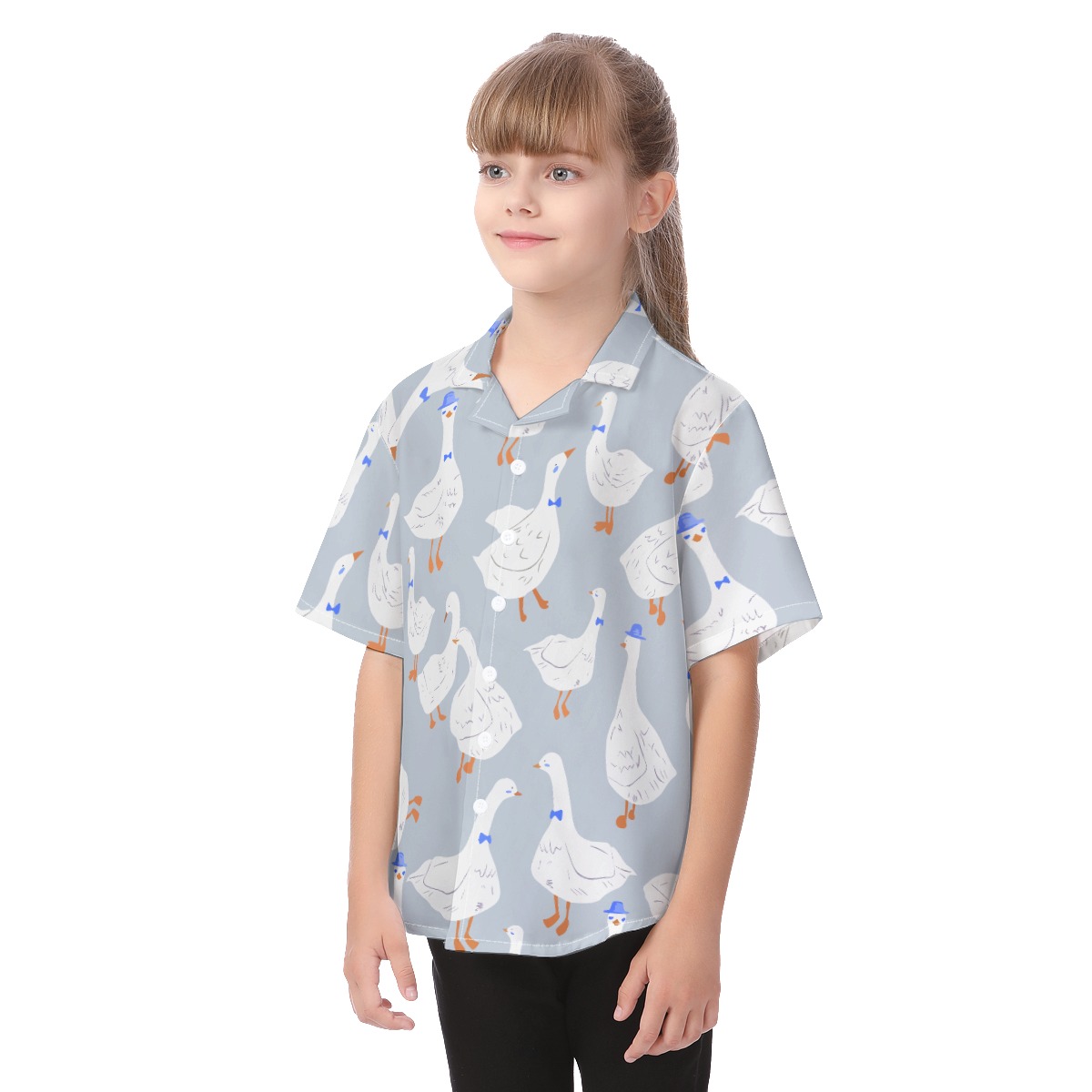 Cool Goose Button Hawaiian Shirt For Kids