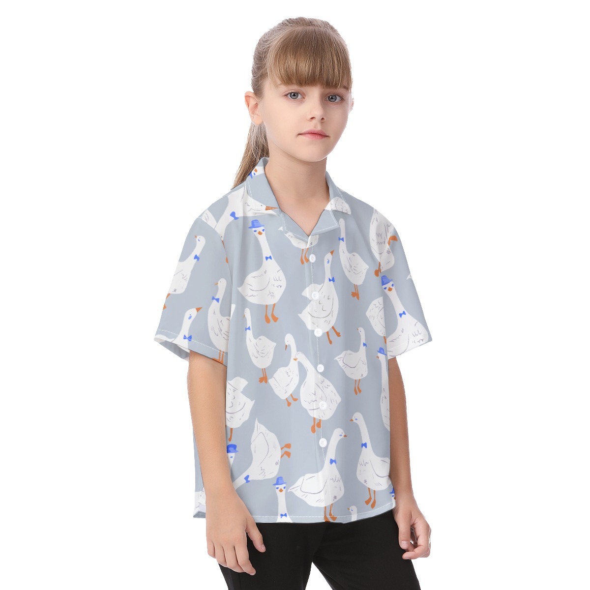 Cool Goose Button Hawaiian Shirt For Kids