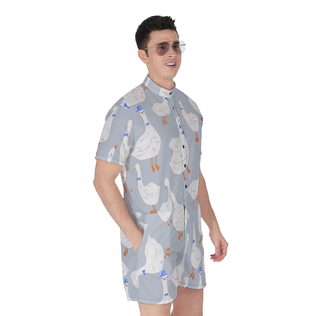 Men's Cute Goose Hawaiian Romper