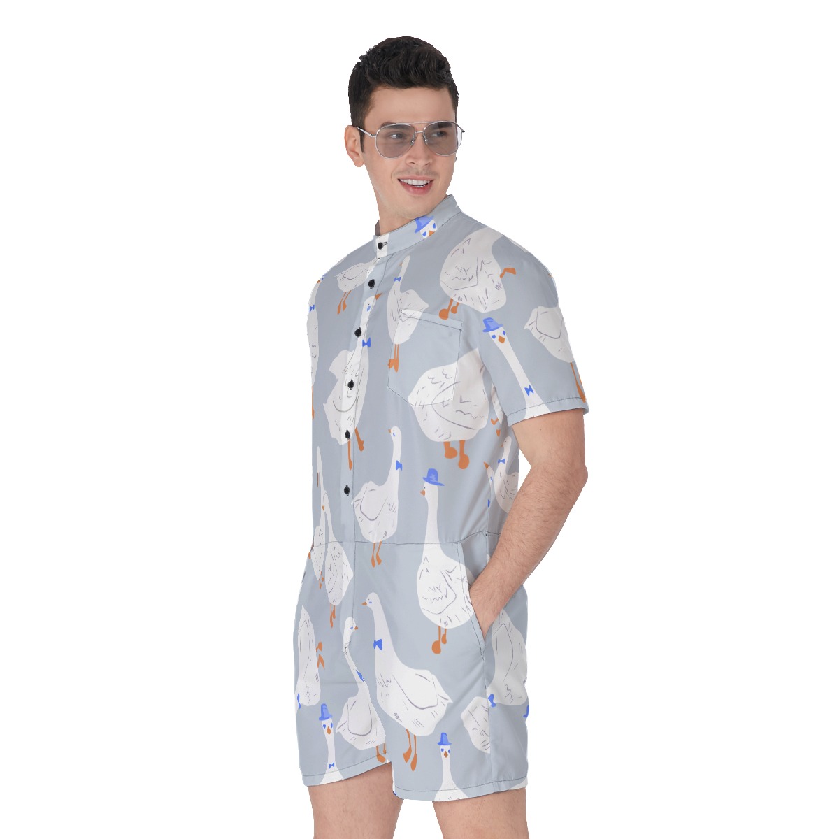 Men's Cute Goose Hawaiian Romper