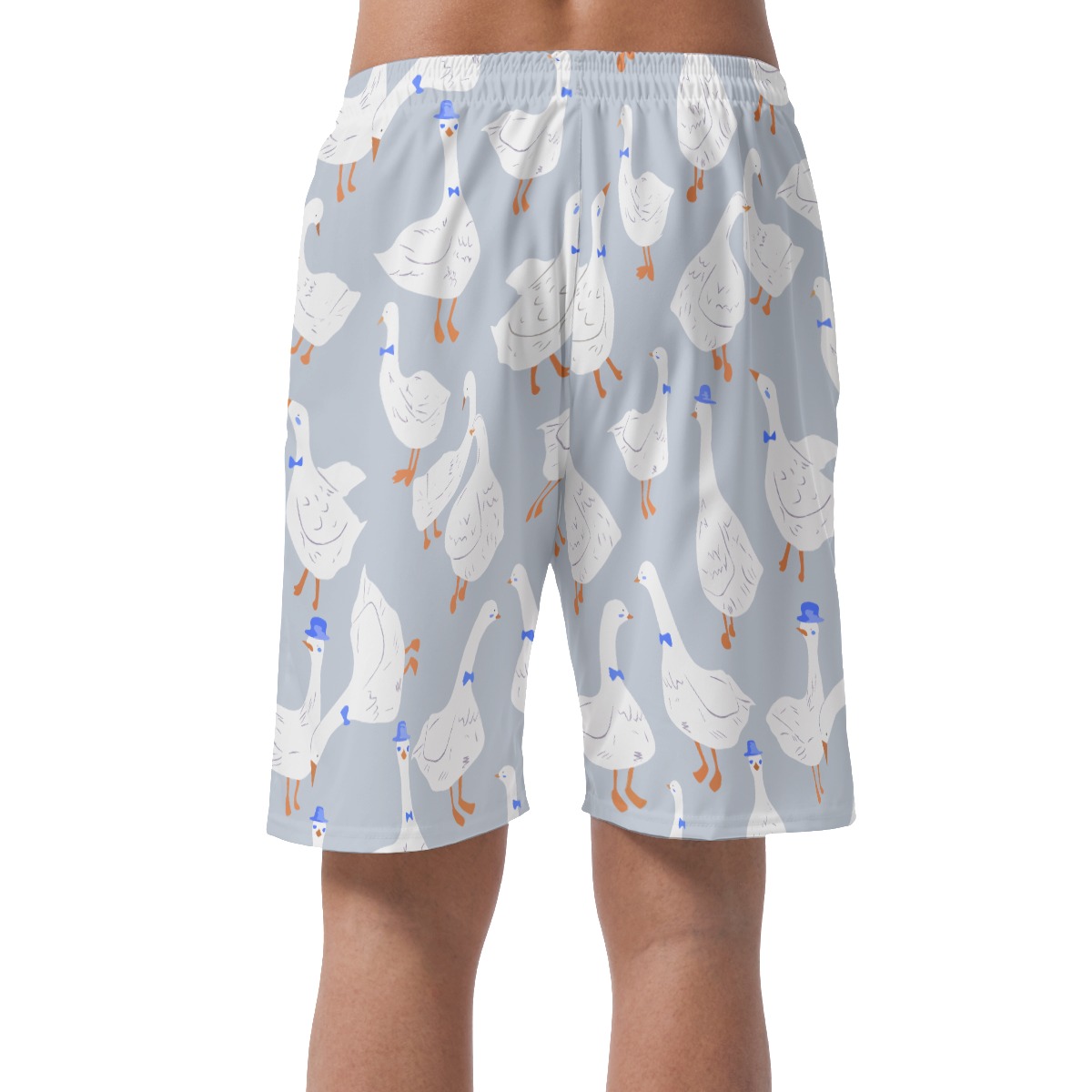 Men's White Goose Hawaiian Beach Shorts
