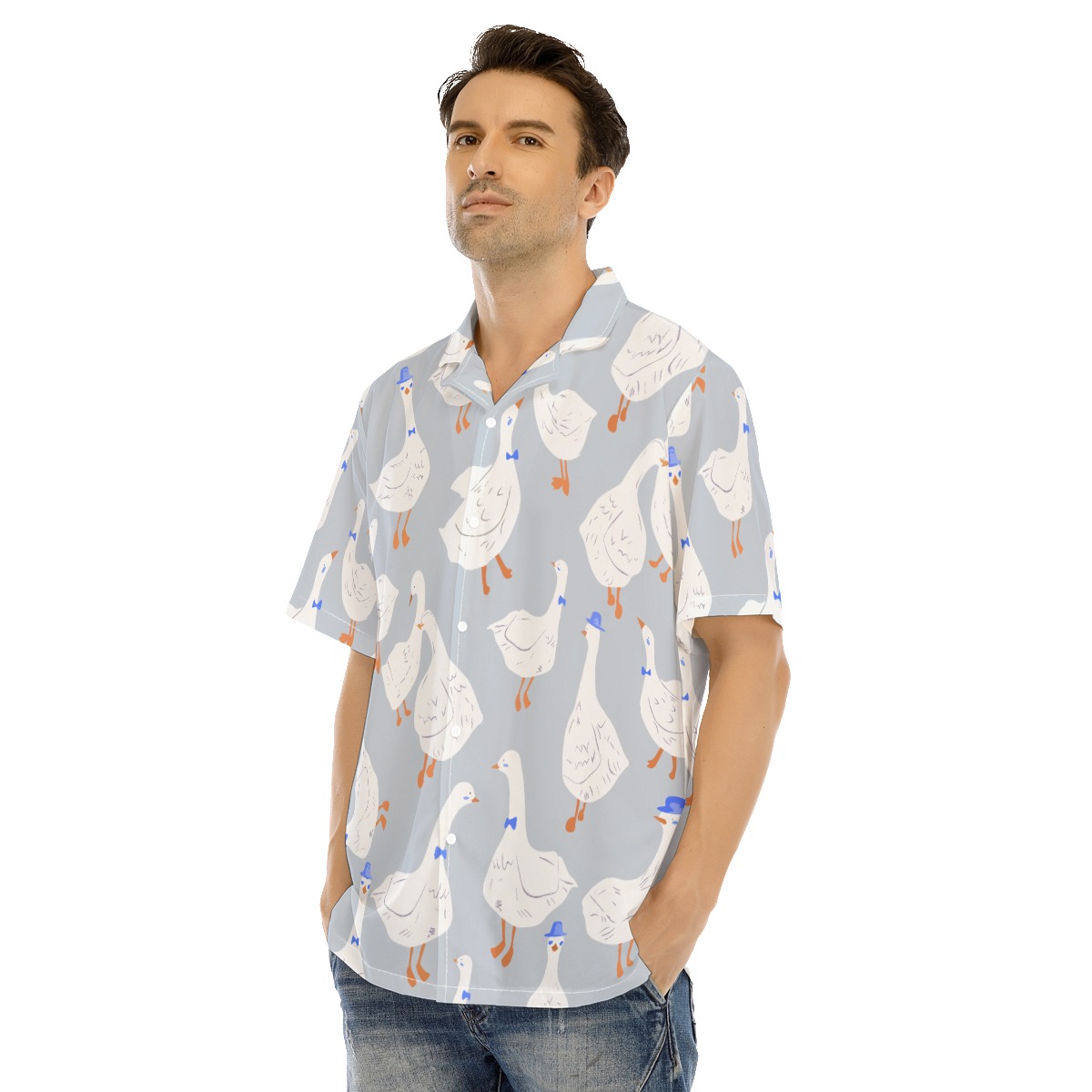 Cute Goose Hawaiian Shirt For Men