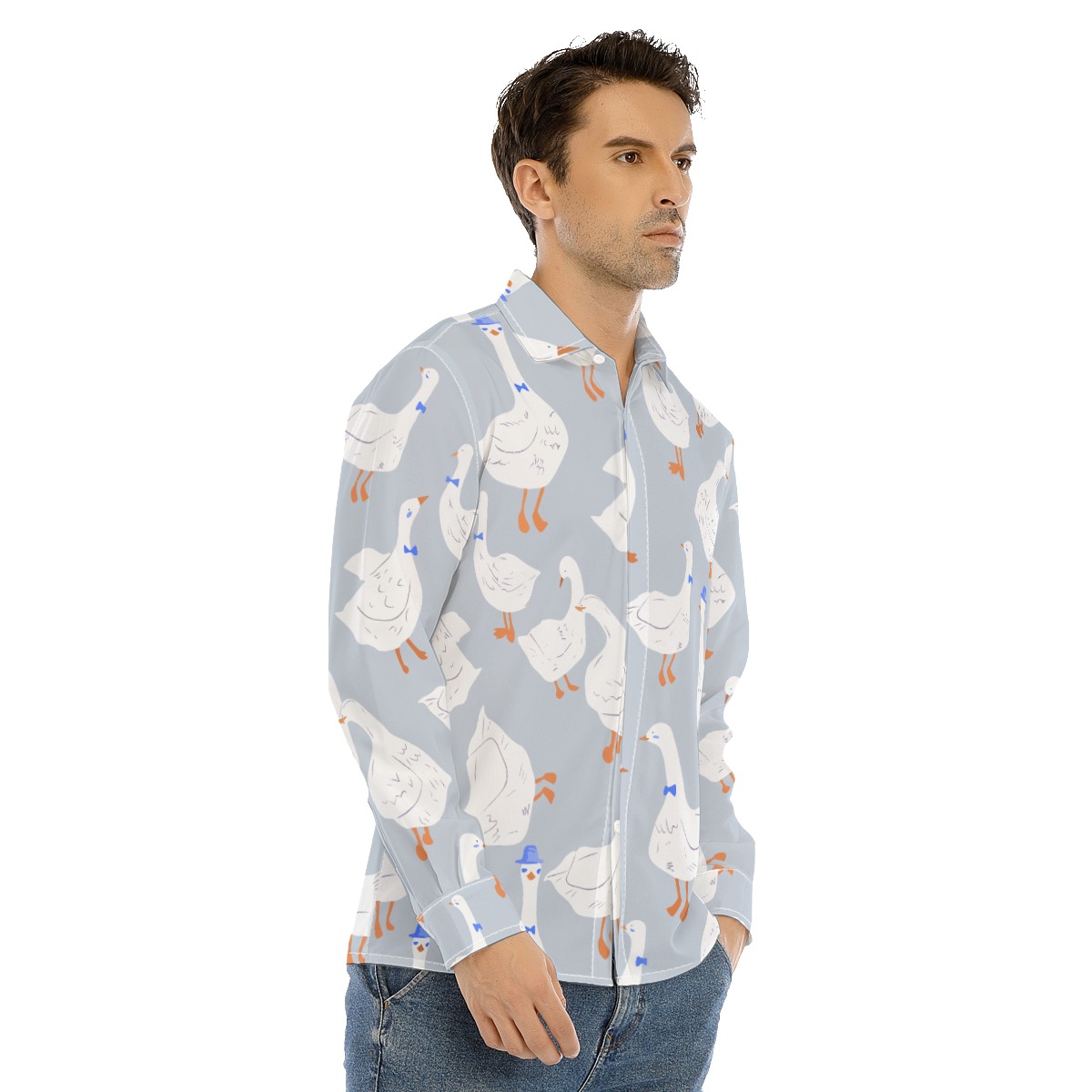 Funny Goose Long Sleeve Hawaiian Shirt For Men