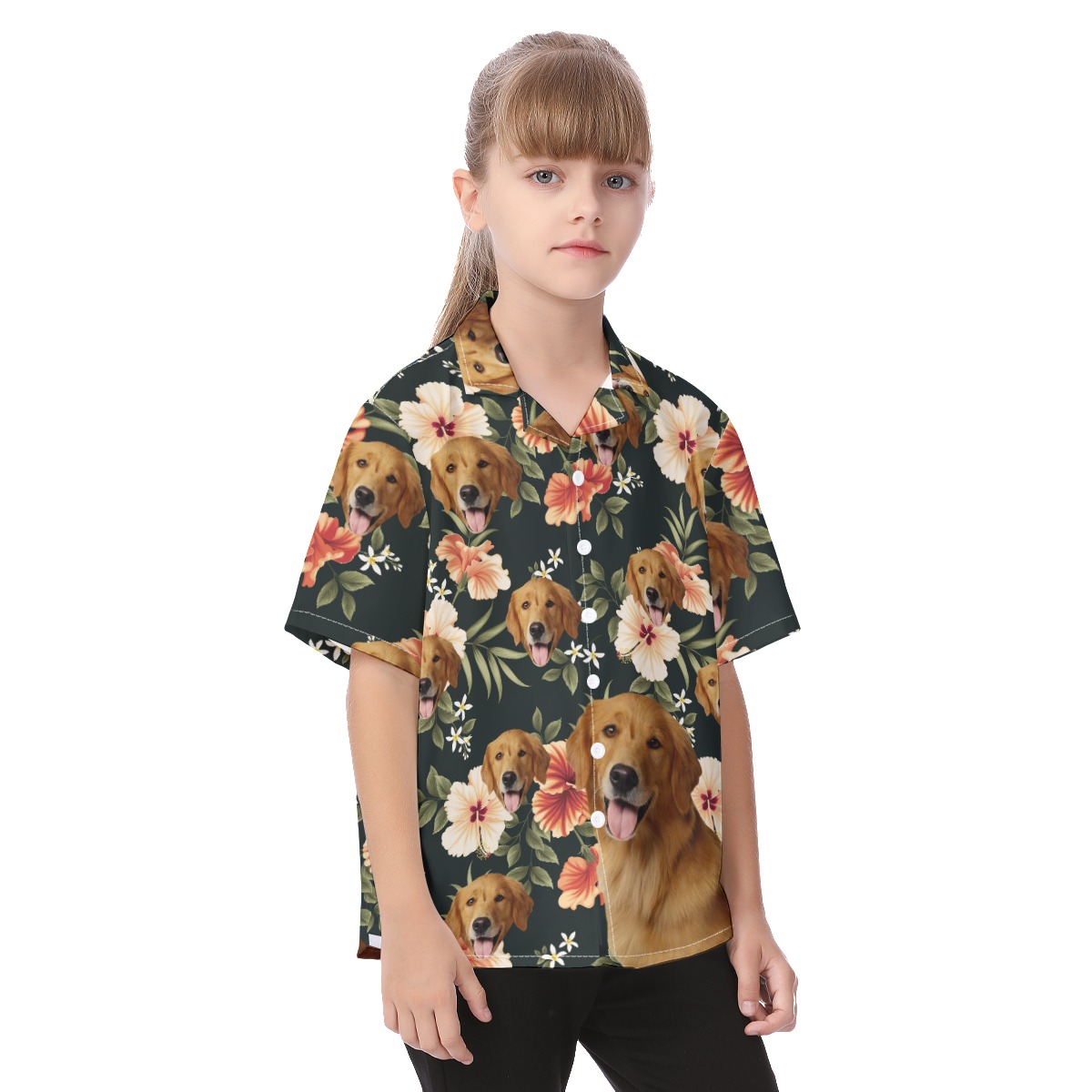 Cool Kid's Button Up Shirt With Dog Face