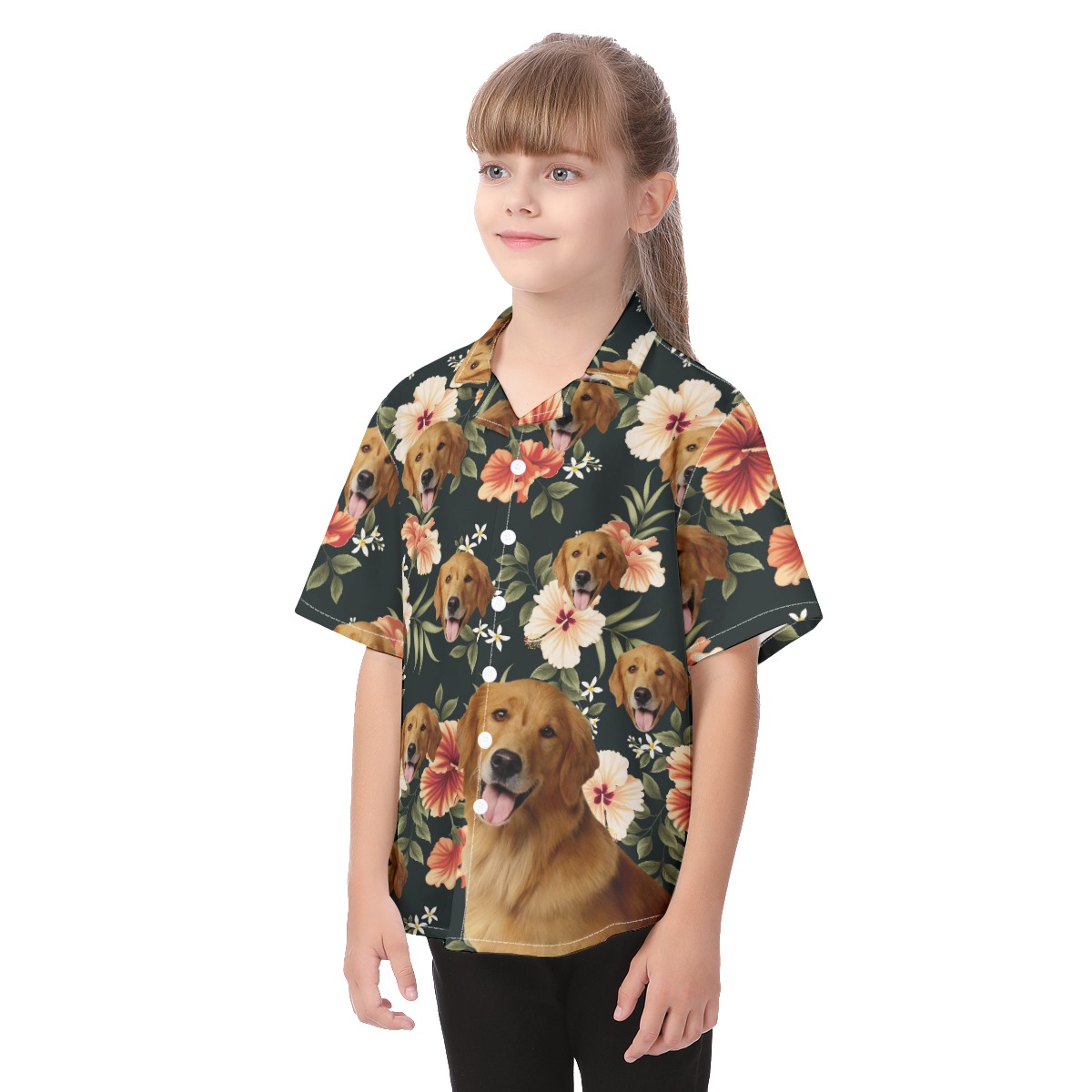 Cool Kid's Button Up Shirt With Dog Face
