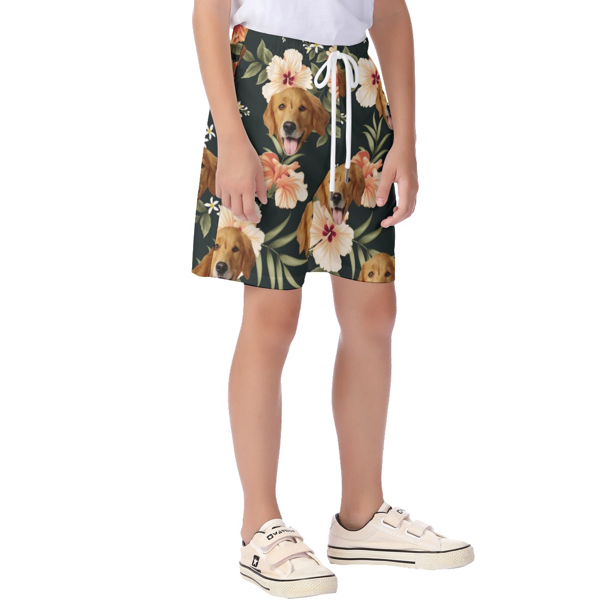 Cute Kid's Hawaiian Shorts With Dog Face
