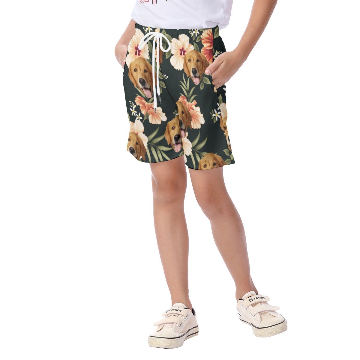 Cute Kid's Hawaiian Shorts With Dog Face