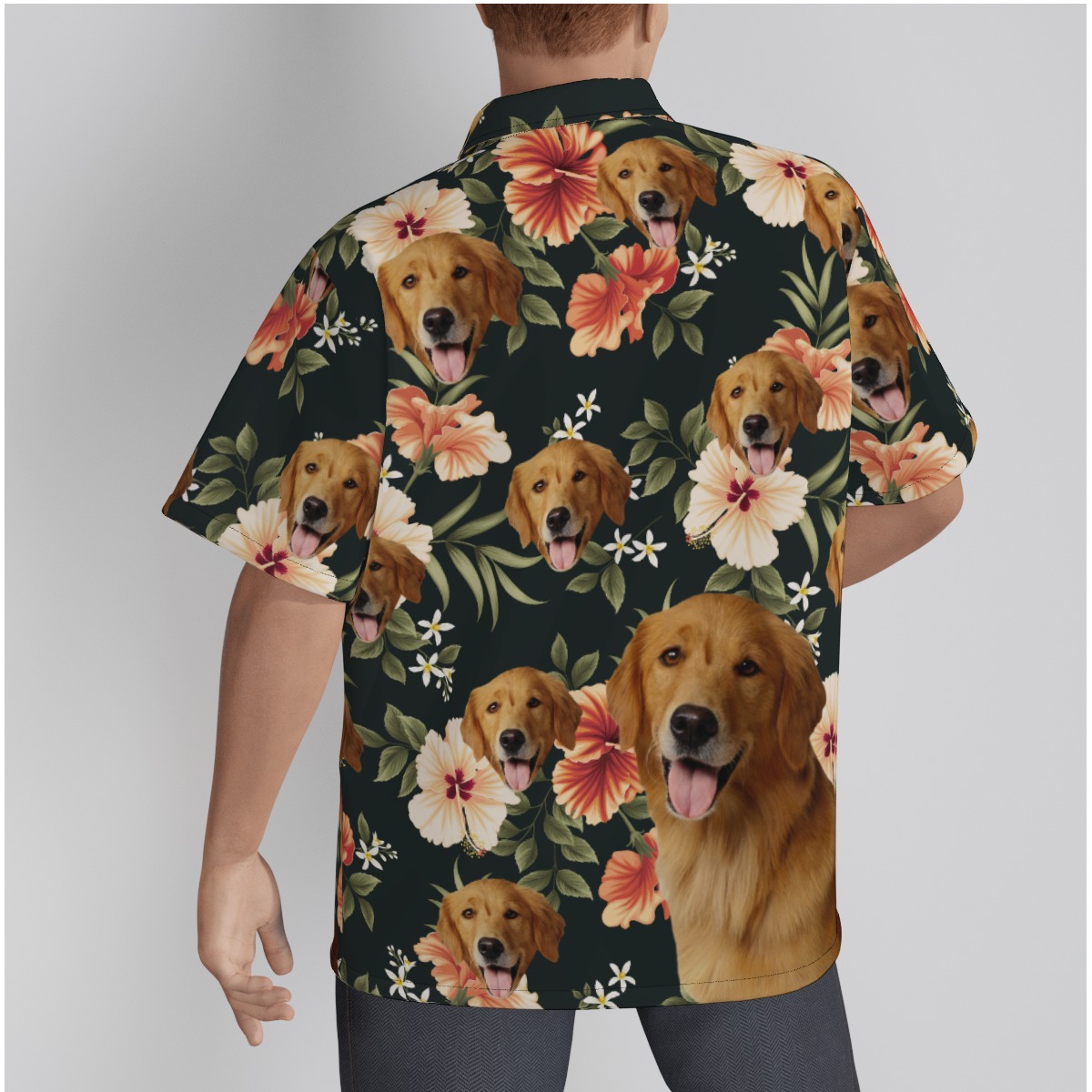 Black Hawaiian Shirt With Custom Dog Face
