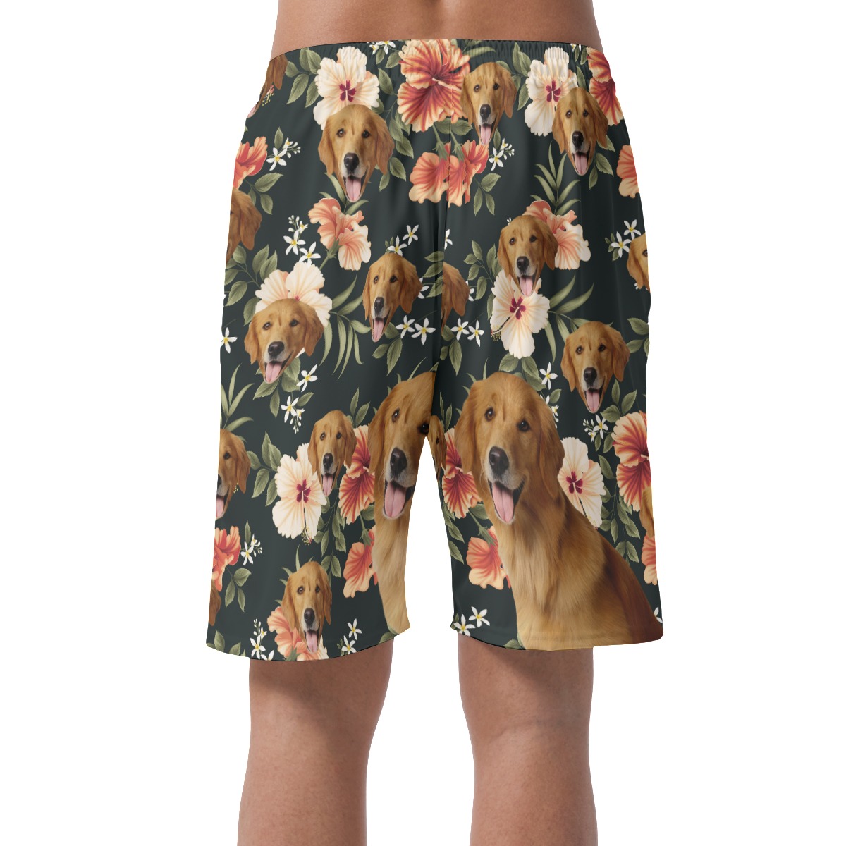 Black Hawaiian Shorts With Dog Face