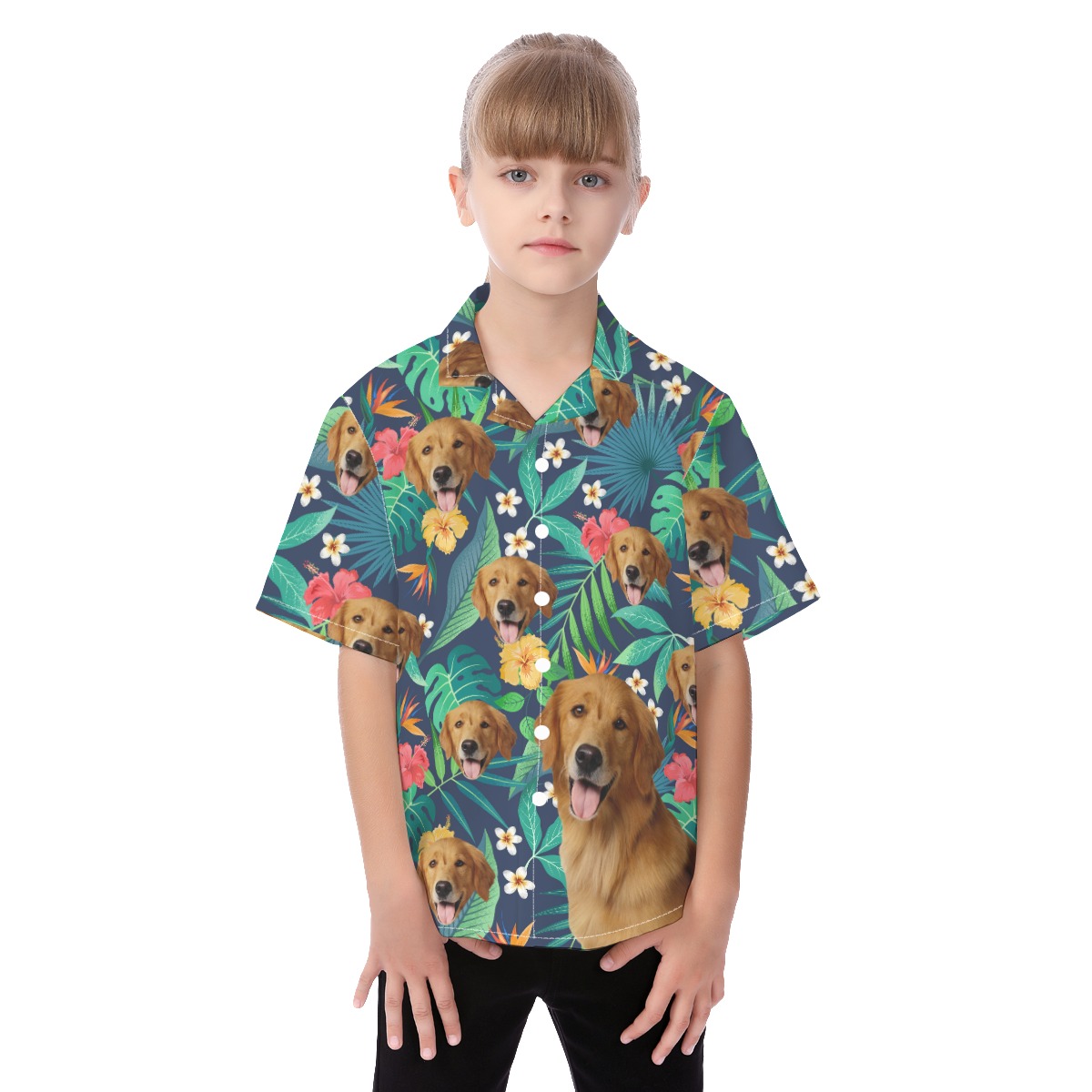 Custom Hawaiian Kid's Hawaiian Shirt With Dog Face - variant image 1