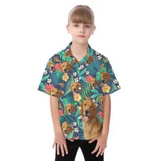 Custom Hawaiian Kid's Hawaiian Shirt With Dog Face