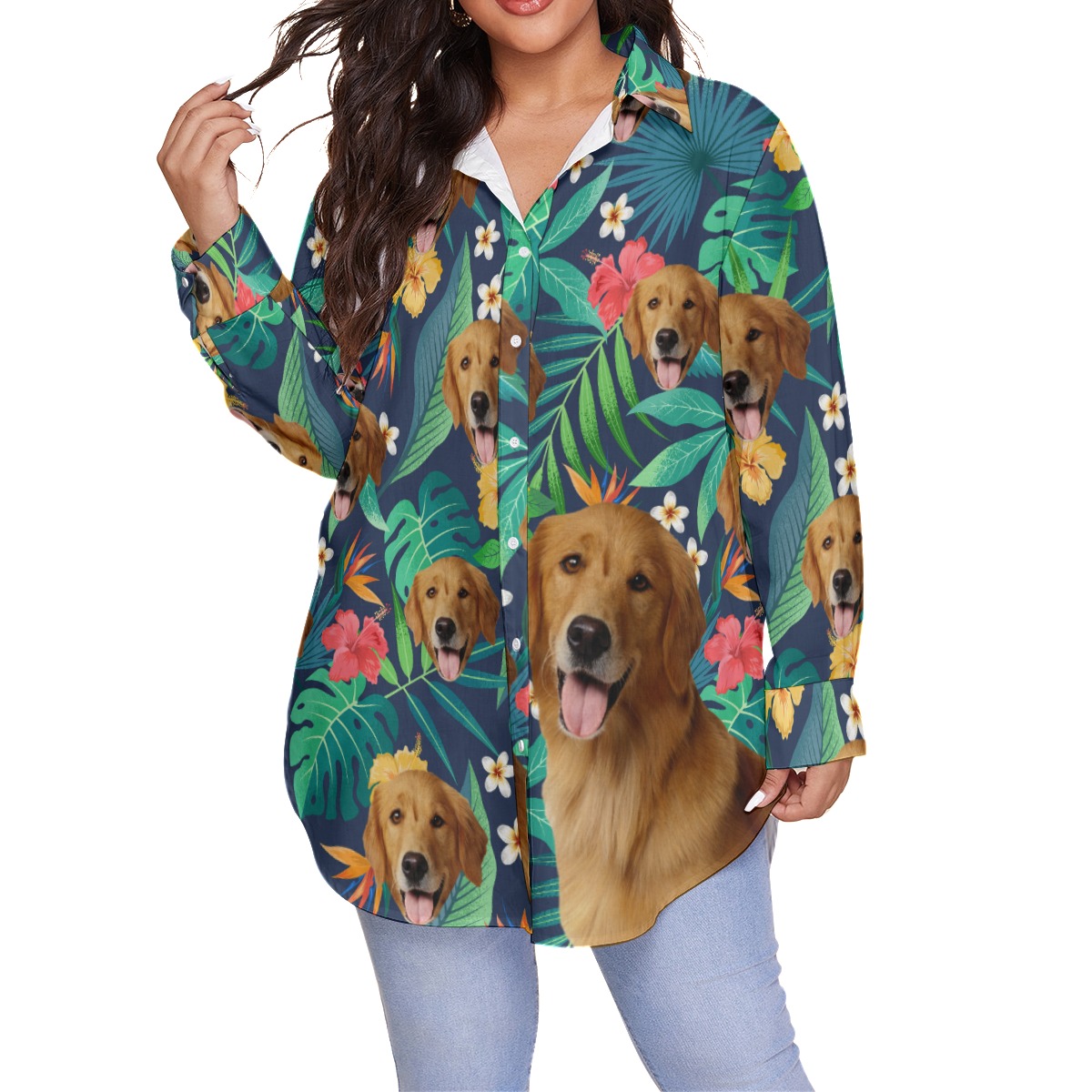 Custom Hawaiian Shirt Plus Size With Dog Face - variant image 1