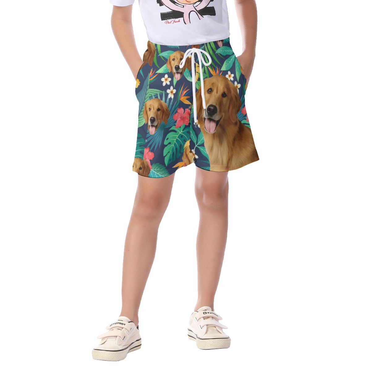 Tropical Kid Hawaiian Shorts With Dog Face - variant image 1