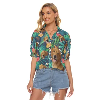 Custom Dog Face Women's Cropped Shirt