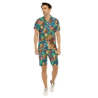 Custom Tropical Hawaiian Sets With Dog Face