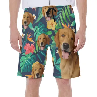 Custom Tropical Beach Shorts With Dog Face