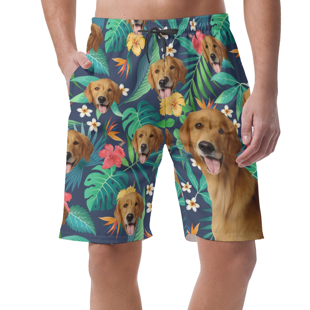 Custom Tropical Hawaiian Shorts With Dog Face - variant image 1
