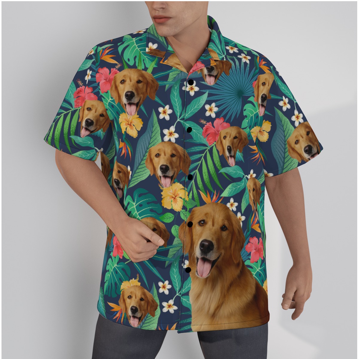Custom Tropical Hawaiian Shirt With Dog Face - variant image 1