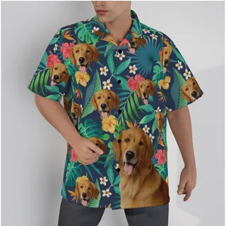 Custom Tropical Hawaiian Shirt With Dog Face