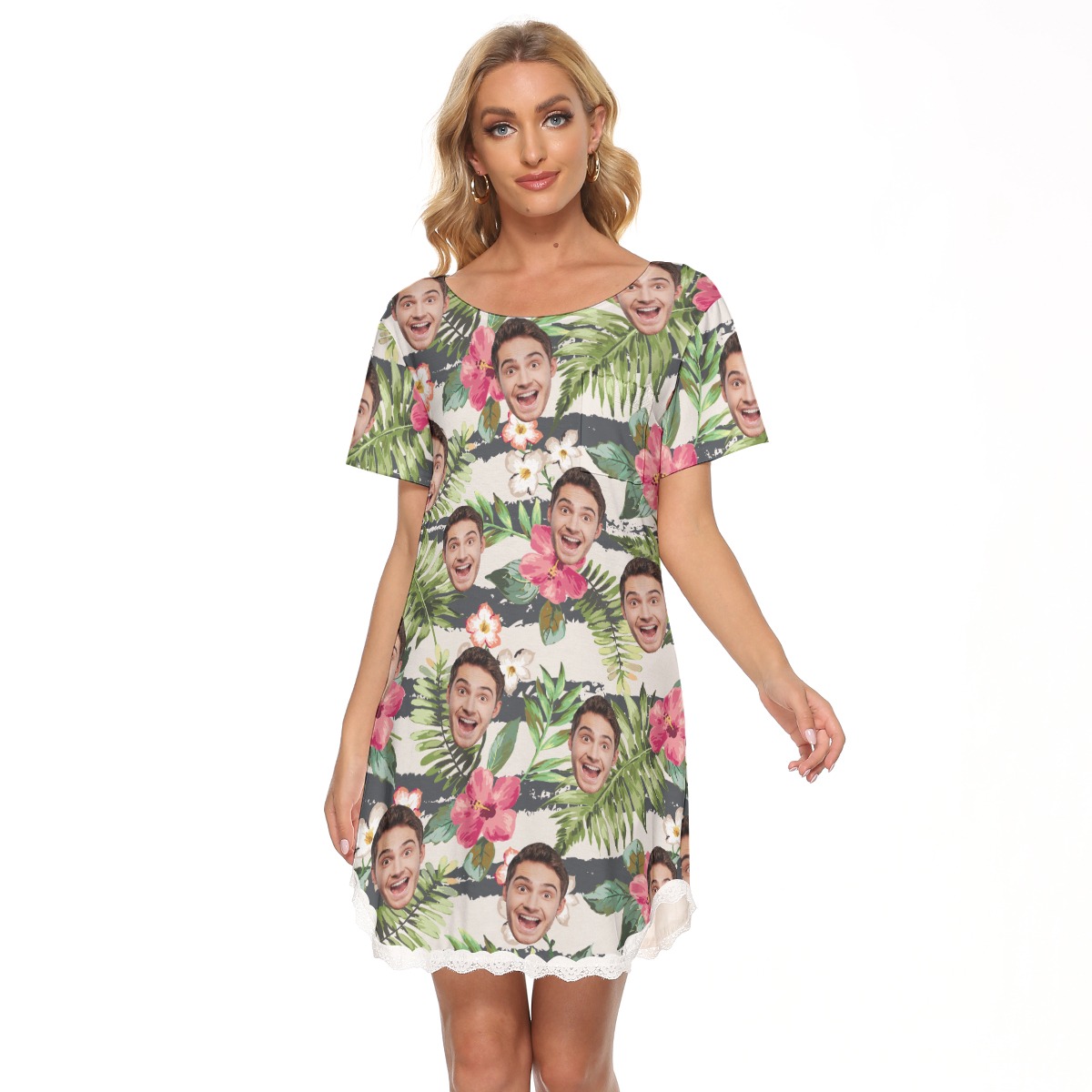 Tropical Sports Team Custom Hawaiian Lace Dress - variant image 1