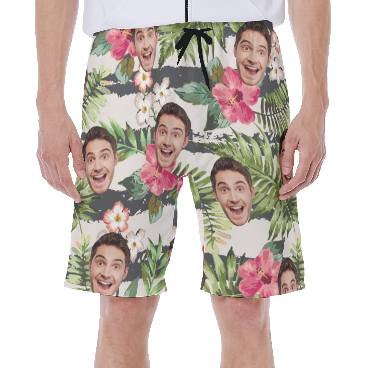 Floral Sports Team Custom Hawaiian Swim Trunks For Men - variant image 1