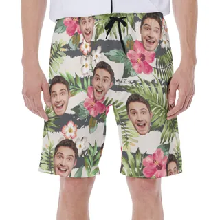 Floral Sports Team Custom Hawaiian Swim Trunks For Men