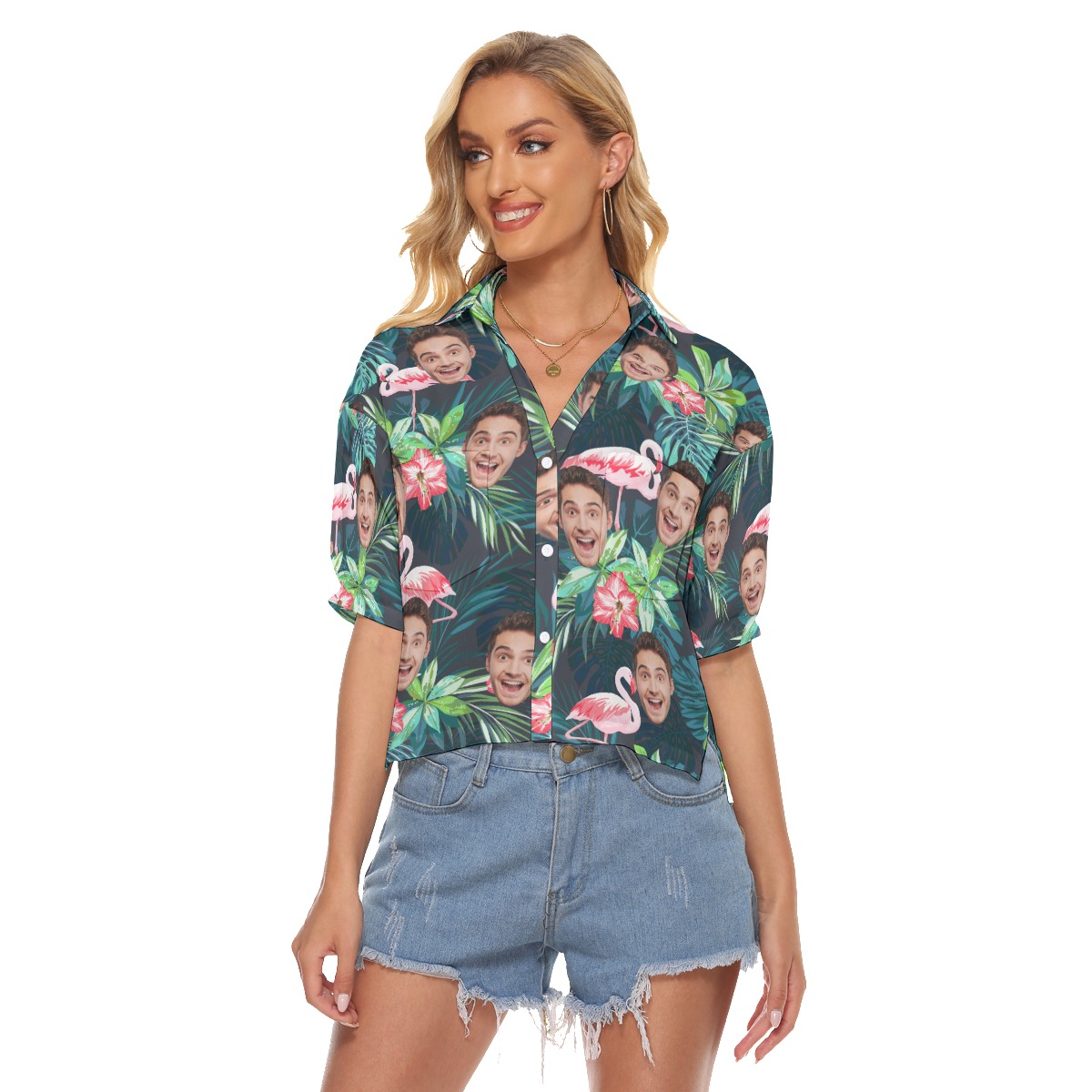 Sports Team Custom Cropped Hawaiian Shirt For Women - variant image 1