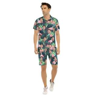 Men's Sports Team Custom Tropical Hawaiian Shirt And Shorts