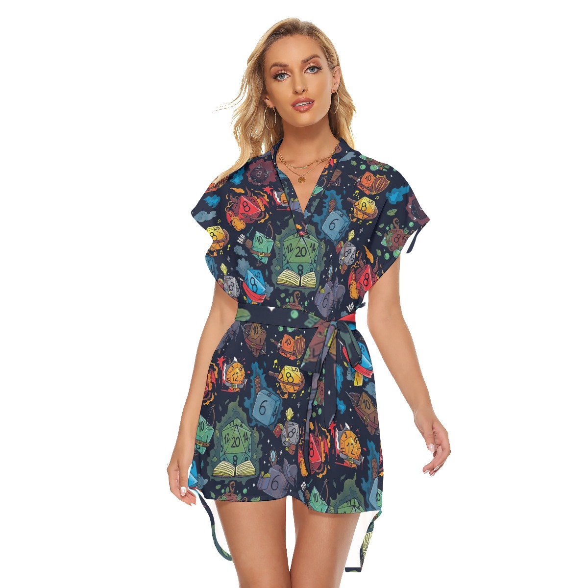 Dnd Dice Short Dress With Belt - variant image 1
