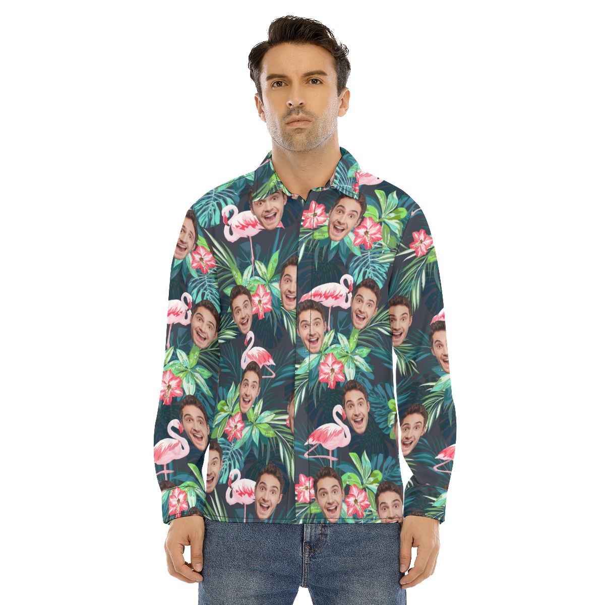 Men's Sports Team Custom Floral Long Sleeve Hawaiian Shirt - variant image 1