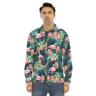 Men's Sports Team Custom Floral Long Sleeve Hawaiian Shirt