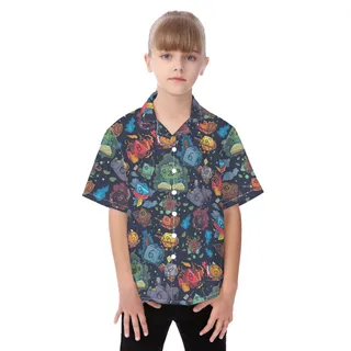 Dnd Dice Button Up Shirt For Kids