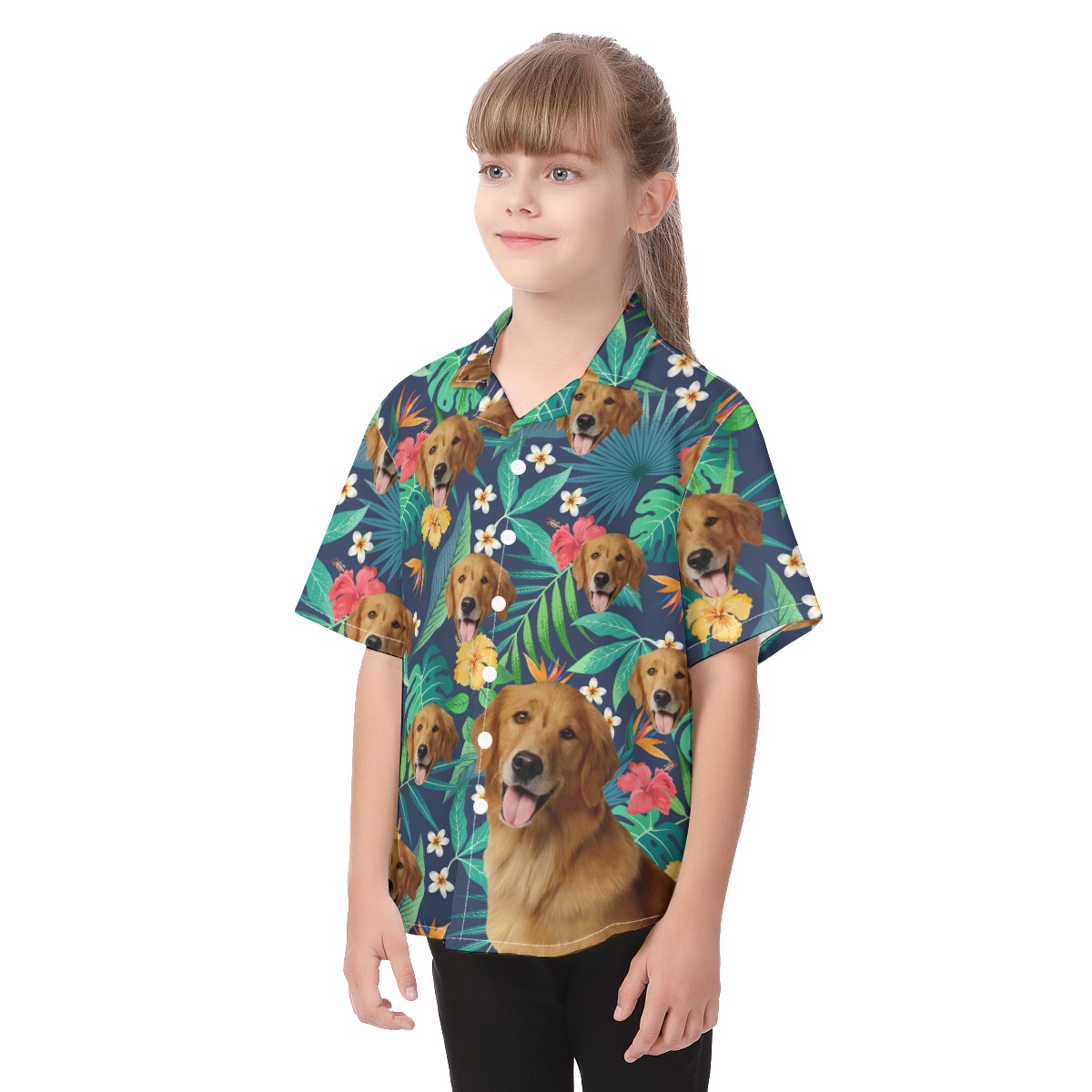 Custom Hawaiian Kid's Hawaiian Shirt With Dog Face