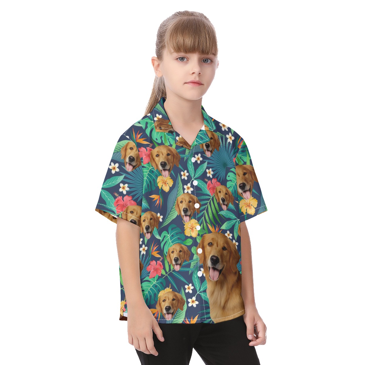 Custom Hawaiian Kid's Hawaiian Shirt With Dog Face