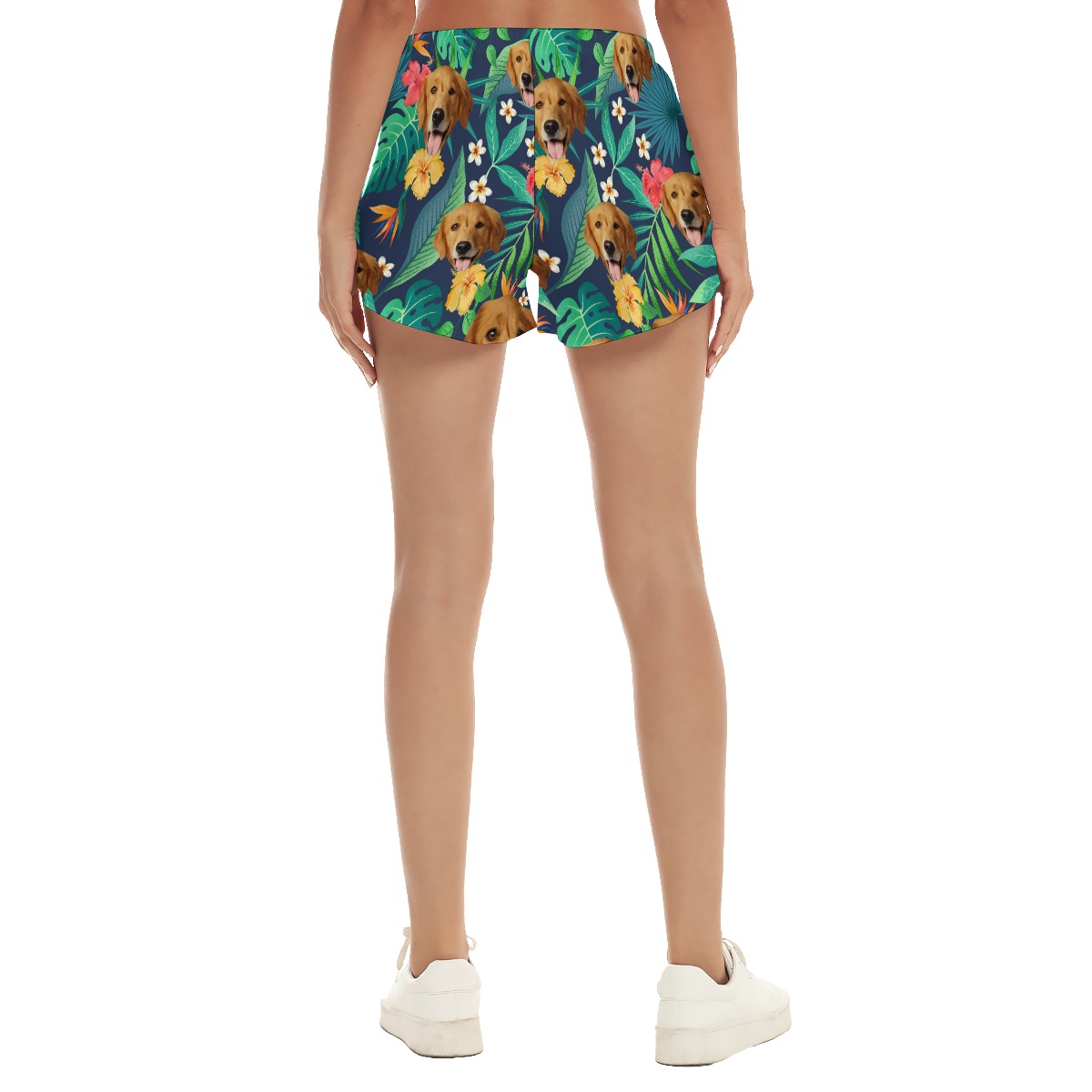 Custom Hawaiian Women's Shorts With Dog Face