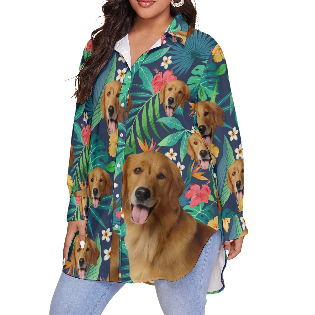 Custom Hawaiian Shirt Plus Size With Dog Face