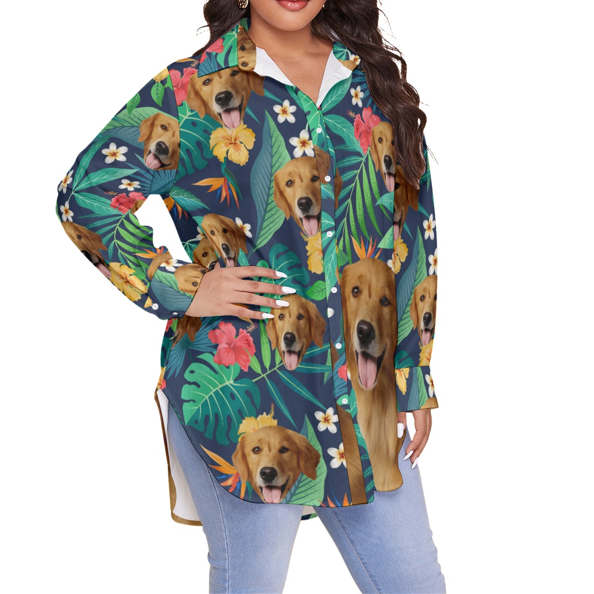 Custom Hawaiian Shirt Plus Size With Dog Face