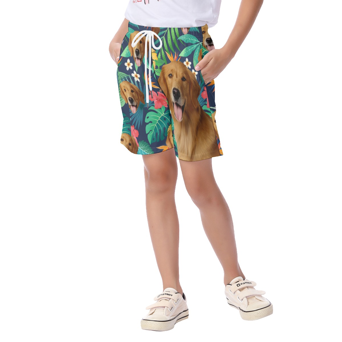 Tropical Kid Hawaiian Shorts With Dog Face