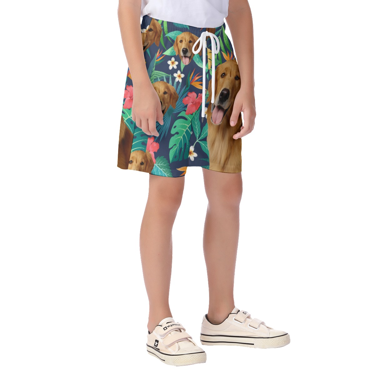 Tropical Kid Hawaiian Shorts With Dog Face