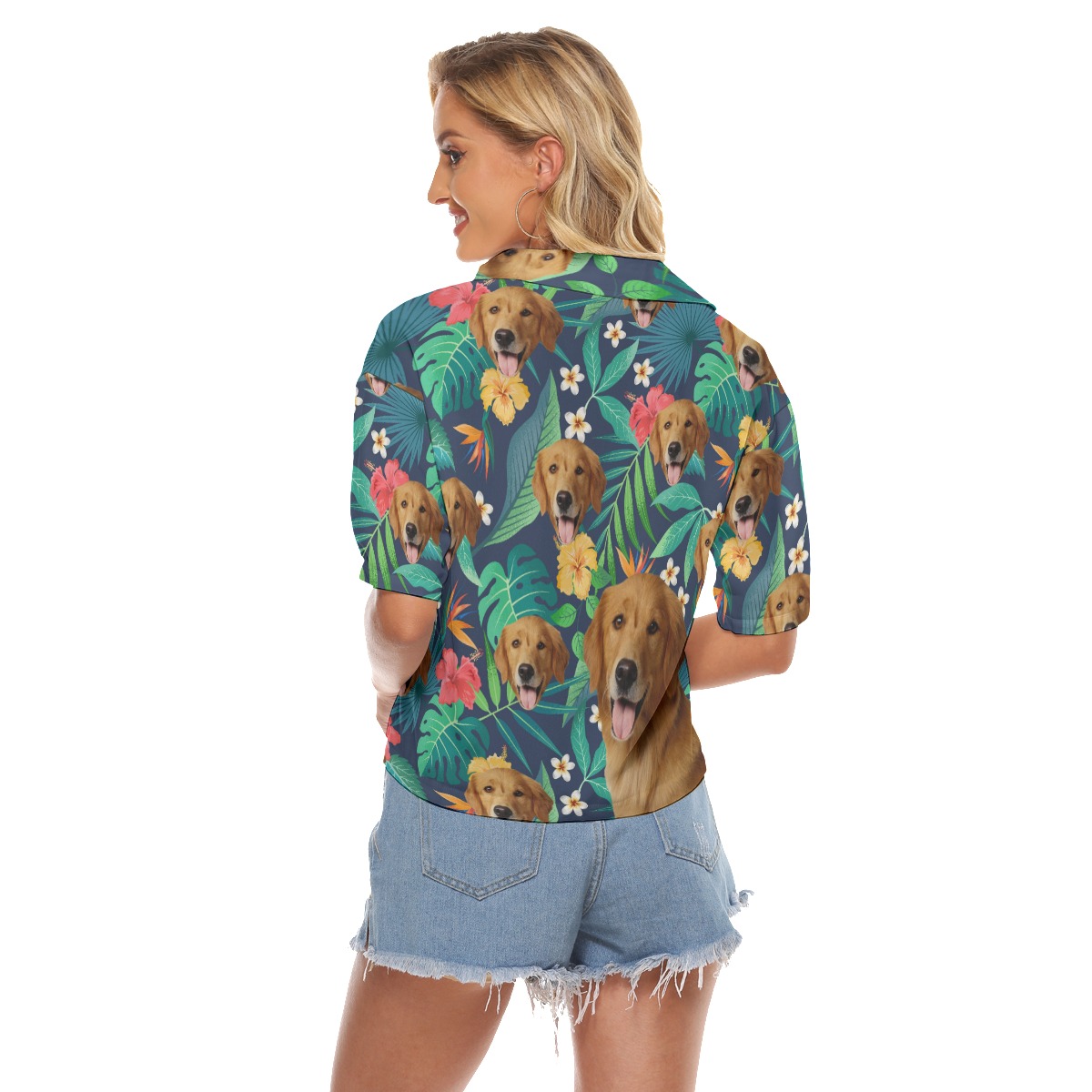 Custom Dog Face Women's Cropped Shirt
