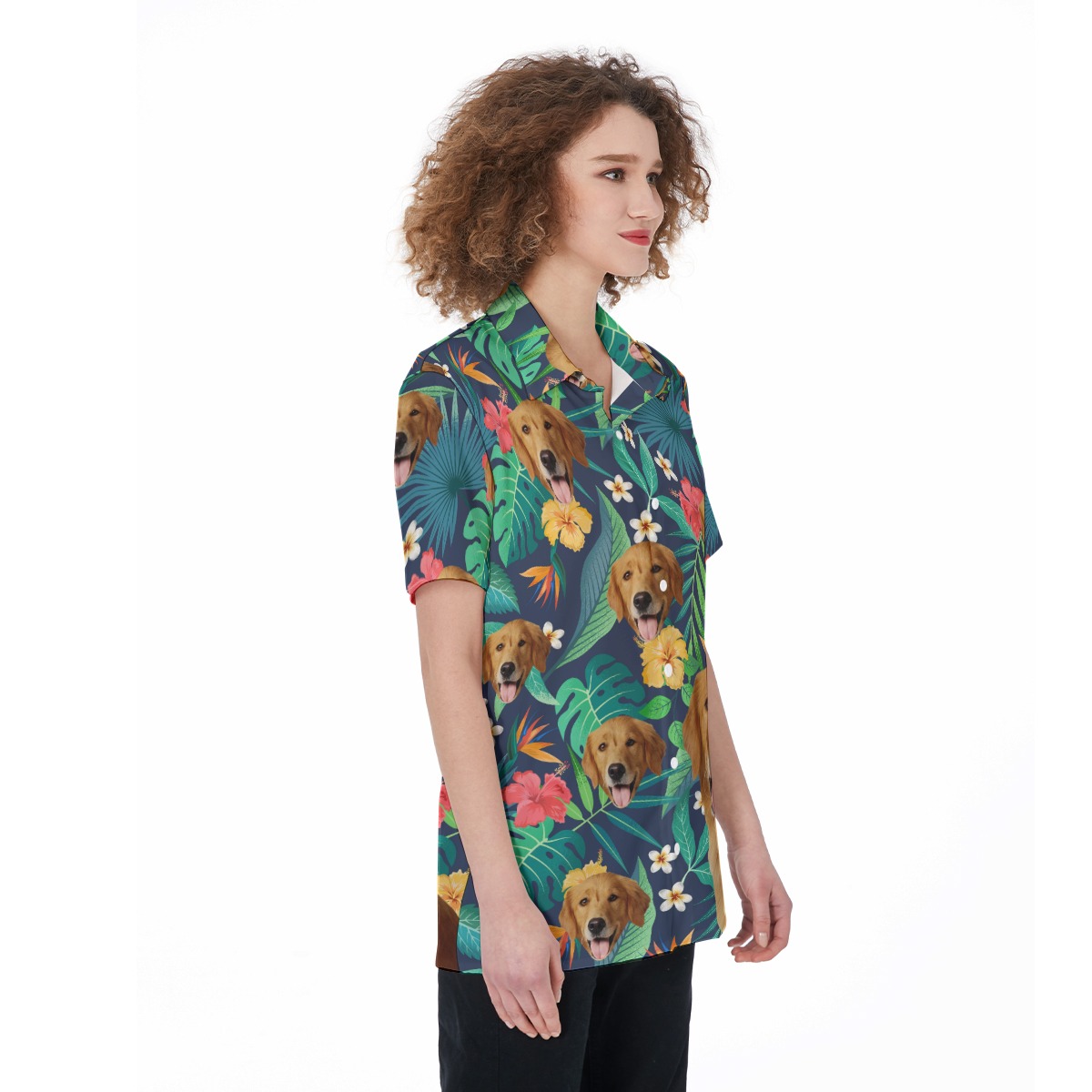 Custom Dog Face Women's Hawaiian Shirt