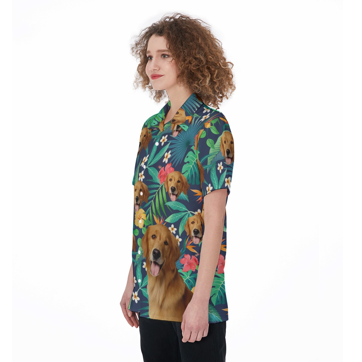 Custom Dog Face Women's Hawaiian Shirt