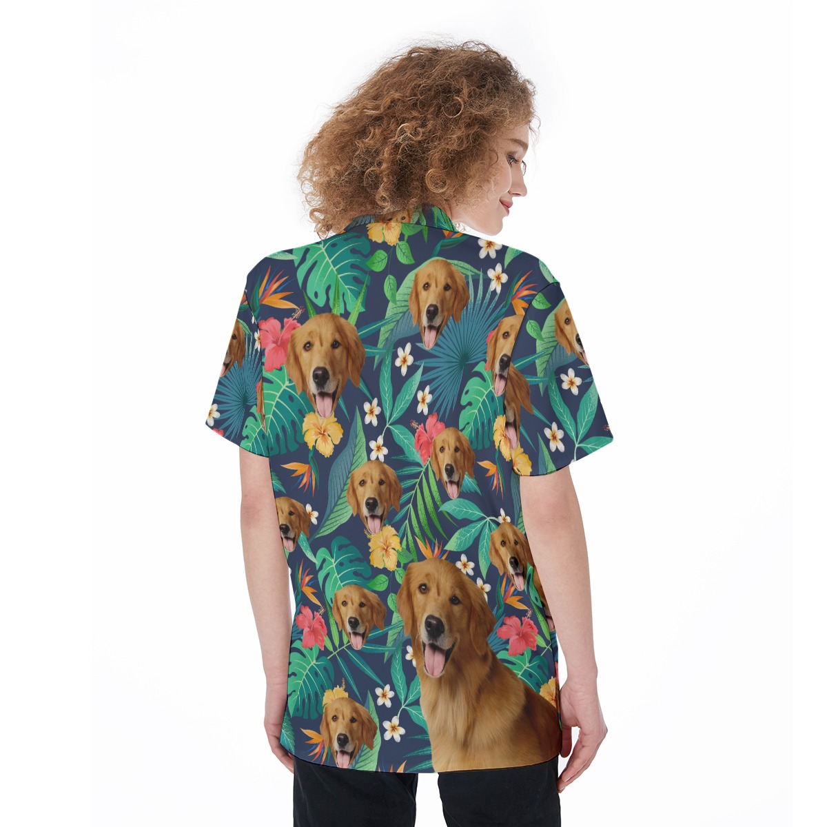 Custom Dog Face Women's Hawaiian Shirt