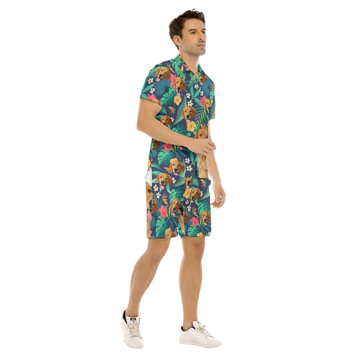 Custom Tropical Hawaiian Sets With Dog Face